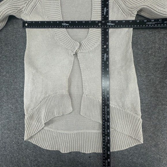 Theory Shawl Collar Cardigan Sweater Beige Short Sleeve Asymmetrical Hem S P - Picture 3 of 9